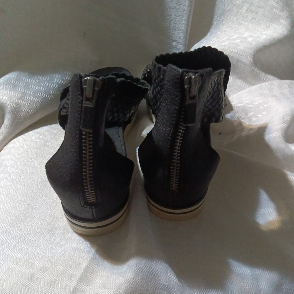Eileen Fisher Sport Woven Womens Sandals Sz 8.5 Black Cross Leather Zip Platform - Picture 4 of 7